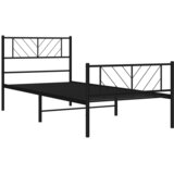  Metalni okvir kreveta uzglavlje i podnožje crni 90 x 200 cm | shoptok.hr