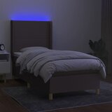  box spring s madracem LED smeđesivi 90x200 cm tkanina | shoptok.hr