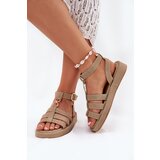 Boto Women's Platform Sandals With Golden Detail Khaki Kartia | ePonuda.com