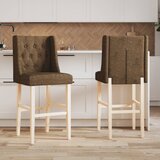 The Living Store Barski stol 2 kosa trden les kavčukovca in blago - Barski Stol, (21657210) | Shoptok.si
