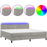 The Living Store Box spring postelja z vzmetnico LED svetlo siva 200x200cm žamet - Box Spring Postelja, (21488860) | Shoptok.si