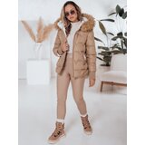 DStreet Kurtka damska zimowa SNOWMISS pikowana beżowa z kapturem | Shoptok.si