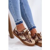 Boto Women's Platform Sneakers With Double Lacing Leopard Beige Niteria | Shoptok.si