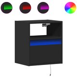  Zidni noćni ormarići s LED svjetlima 2 kom crni | shoptok.hr