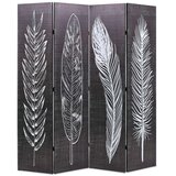 vidaXL Sklopiva sobna pregrada s uzorkom pera 160 x 170 cm crno-bijela | shoptok.hr