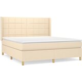 vidaXL Box spring postelja z vzmetnico krem 160x200 cm blago, (20893152) | Shoptok.si