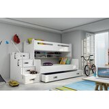 Max drveni dječji krevet na kat 3 s ladicom 200*120cm - bijeli | shoptok.hr