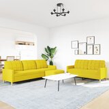  3-dijelni set sofa s tabureom svjetložuti od tkanine | shoptok.hr