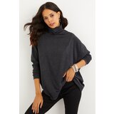 Cool & Sexy Women's Anthracite Bat Sleeve Turtleneck Blouse | Shoptok.si