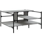 Maison Chic Klubska mizica - kavna mizica - Nizka mizica siva sonoma 100x100x48,5 cm inženirski les, (21753231) | Shoptok.si