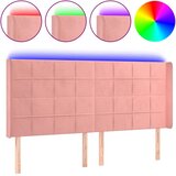  LED uzglavlje ružičasto 183x16x118/128 cm baršunasto | shoptok.hr