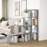  Pregrada/regal za knjige 4 razine sivi 131,5x29x131,5 cm drveni | shoptok.hr