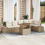 vidaXL 7-dijelni set vrtnih sofa s jastučićima bež poli ratan | shoptok.hr