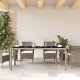  Vrtni stol sa staklenom pločom sivi 190x90x75 cm od poliratana Siva | shoptok.hr