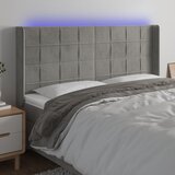  LED uzglavlje svjetlosivo 203 x 16 x 118/128 cm baršunasto | shoptok.hr