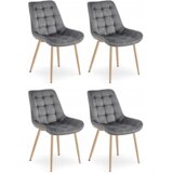  BERA stolica - tamno sivi baršun / noge od hrasta x 4 | shoptok.hr