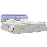  Krevet S LED lampica Svijetlo siva 200 x 200 cm Baršun | shoptok.hr