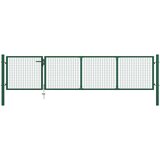 vidaXL Vrtna vrata jeklena 350x75 cm zelena | Shoptok.si
