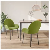 vidaXL Vrtljiv jedilni stol 2 kosa svetlo zelen žamet