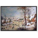  Slika - Pieter Bruegel the Elder – Winter Landscape with Birdtrap 90x60 U crnom drvenom okviru | shoptok.hr