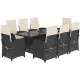  The Living Store Vrtna jedilna garnitura 9-delna z blazinami črn poli ratan - Vrtna Jedilna Garnitura, (21451425) | Shoptok.si