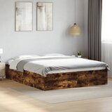 Maison Chic Posteljni okvir - Dvoposteljna postelja - Zakonska postelja dimljeni hrast 150x200 cm inženirski les-J14334, (21772359) | Shoptok.si