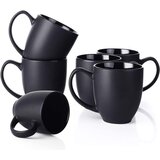 Dowan skodelice za kavo, komplet 6 črnih skodelic za kavo, keramične skodelice s prostornino 473 ml z velikimi ročaji za moške in ženske, velika porcelanska skodelica za latte, (21635403) Cene