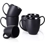 skodelice za kavo, komplet 6 črnih skodelic za kavo, keramične skodelice s prostornino 473 ml z velikimi ročaji za moške in ženske, velika porcelanska skodelica za latte, (21635403)