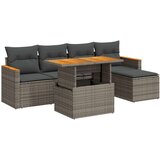 vidaXL 6-dijelni set vrtnih sofa poliratan i bagrem s jastucima sivi | shoptok.hr