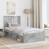  Krevetna konstrukcija Beton 90 x 200 cm Čvrsto borovo drvo | shoptok.hr