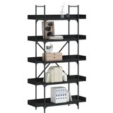 vidaXL Regal za knjige 5 razina crni 100x33x180 5 cm konstruirano drvo Cijene