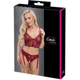 Cottelli dvodijelni čipkasti set s podvezicom (crveni) | shoptok.hr