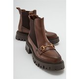 LuviShoes VESPER Tan Buckle Women's Chelsea Boots Cene