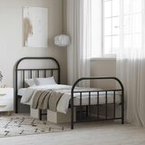  Metalni okvir kreveta uzglavlje i podnožje crni 90x190 cm | shoptok.hr