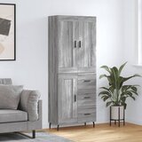 vidaXL Visoka komoda siva sonoma 69,5x34x180 cm inženirski les | Shoptok.si