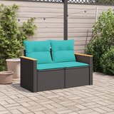  Vrtna sofa s jastucima za 2 osobe, crna, poli ratan | shoptok.hr