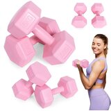  Set &amp;scaron;esterokutnih bučica 2x5 kg, utezi za vježbanje, opterećenje za fitness, roza, ModernHome Slike