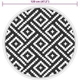 vidaXL Vanjski tepih bijelo-crni Ø 120 cm PP | shoptok.hr