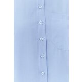 Trendyol Sky Blue Single Pocket Boyfriend Woven Cotton Shirt | Shoptok.si