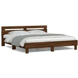 Okvir za krevet s uzglavljem i LED boja smeđeg hrasta 160x200cm Cijene