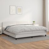  s oprugama i madracem bijeli 200x200 cm umjetna koža | shoptok.hr