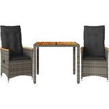  3-dijelni bistro set od poliratana s jastucima sivi Siva 90 x 90 x 75 cm | Shoptok.si