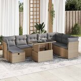 Maison Chic Seti vrtnega pohištva - Vrtna garnitura 9-delna z blazinami bež poli ratan, (21795757) | Shoptok.si