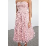 Trendyol Powder A-Cut 3D Floral Detailed Elegant Evening Dress | ePonuda.com