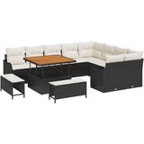  12-dijelni set vrtnog sofera s jastučićima Crni Poliratan Akacija 2-sjedalni vrtni sofa s pohranom i jastučićima Crni Poliratan | shoptok.hr