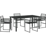vidaXL 5-delni vrtni jedilni set Črn Poli Ratan | Shoptok.si