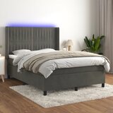  box spring s madracem LED tamnosivi 140x200 cm baršun | shoptok.hr