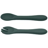 Petite&Mars Silikonska žlička in vilica 6 m+ Take&Match, Misty Green | Shoptok.si