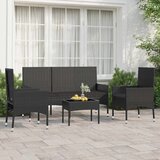 Maison Chic Seti vrtnega pohištva - Vrtna garnitura - Vrtni pohištvo set 4-delna z blazinami črn poli ratan, (21819952) | Shoptok.si