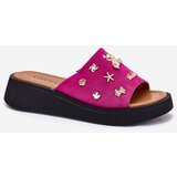 VINCEZA Women's Suede Slippers With Pins Fuchsia 66741 | shoptok.hr